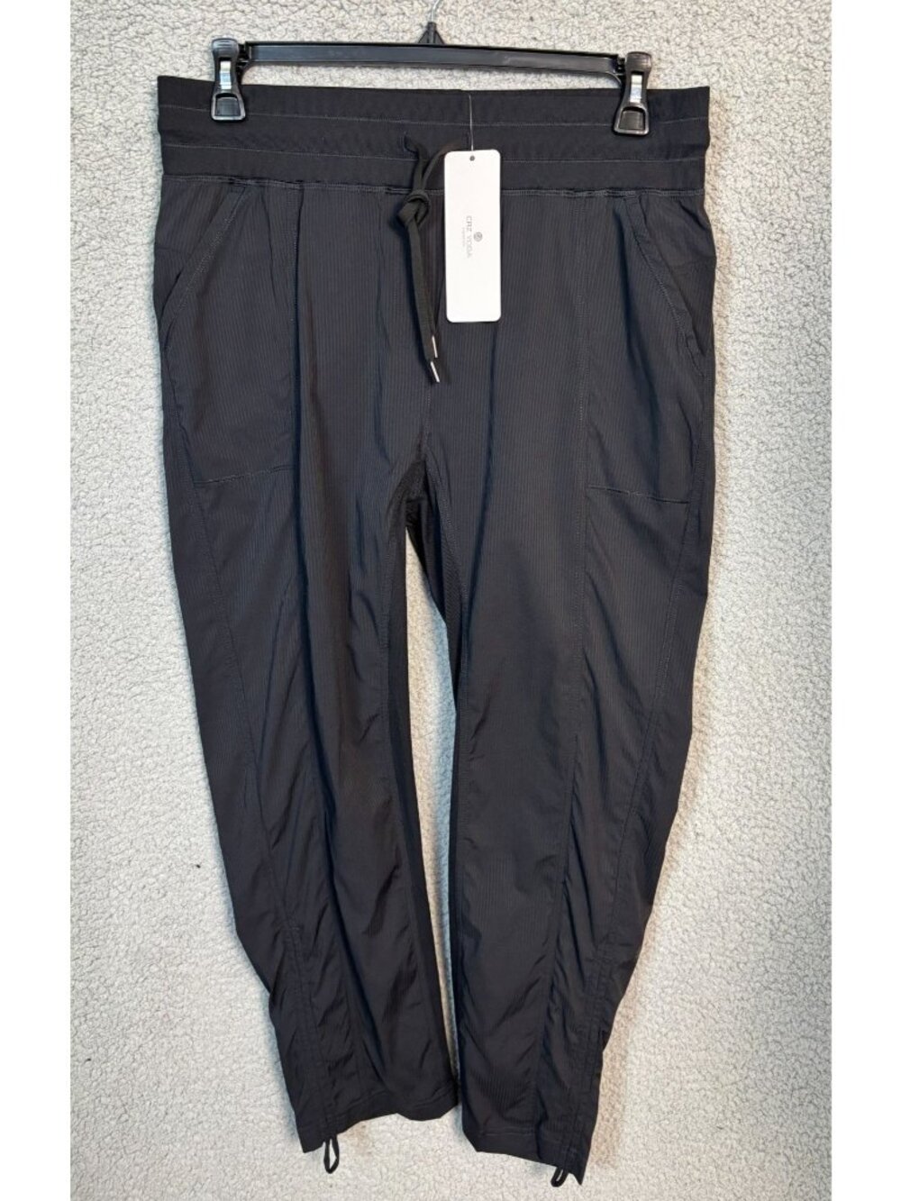 CRZ YOGA Women's Workout Joggers Striped Crop Drawstring Pockets Size XL NWT's